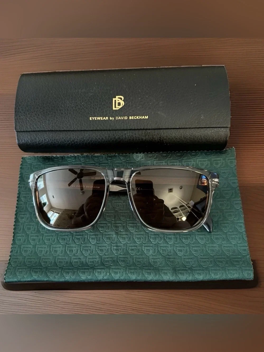 NEW David Beckham DB 1060/S KB770 Sunglasses - Transparent Grey / Brown + Kit